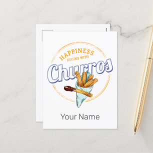 Churros Snack Vintag Dessert Retro Street Food Feiertagspostkarte