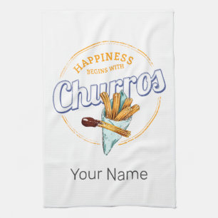 Churros Snack Vintag Dessert Retro Street Food Geschirrtuch