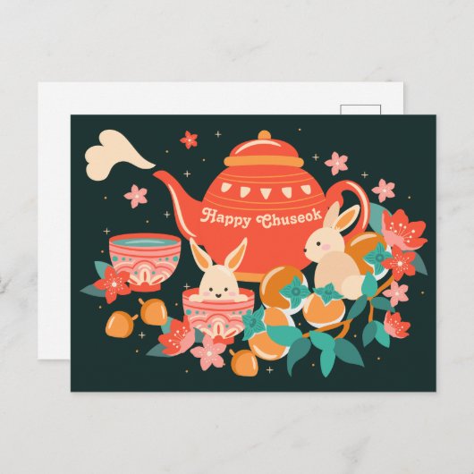 Chuseok Mitte Herbst Festival Moon and Stars Postkarte (Vorne/Hinten)