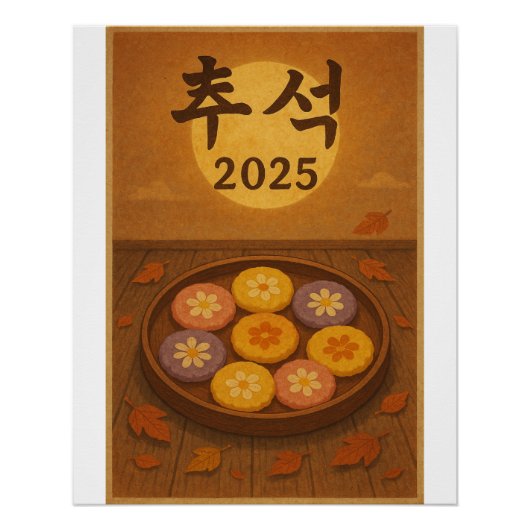 "Chuseok Moonlight & Hwajeon - Korean Mid Herbst Poster (Vorderseite)