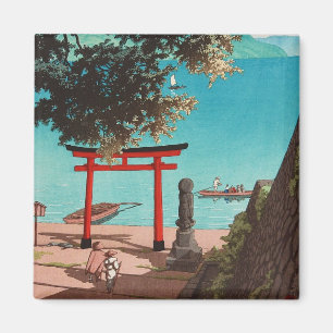 Chuzenji-Tempel am Utagahama-Strand Hasui Kawase Magnet