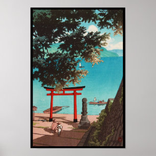 Chuzenji Tempel an Utagahama Strand Hasui Kawase Poster