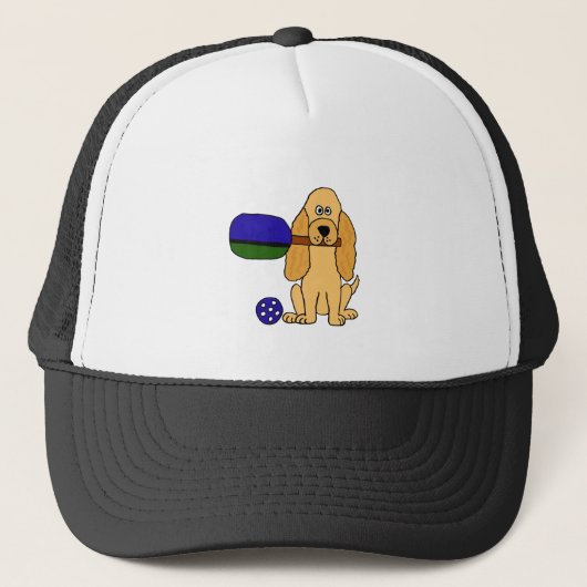 CI, Pickleball Cockerspaniel-Cartoon Truckerkappe (Vorderseite)