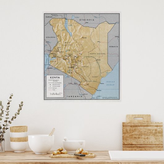 CIA MAP of KENYA 1970 Poster (Küche)