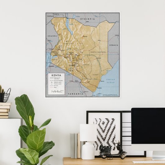 CIA MAP of KENYA 1970 Poster (Heimbüro)