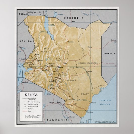 CIA MAP of KENYA 1970 Poster (Vorne)