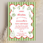 Ciao 30s Italian Pasta Dinner 40th Birthday Party  Einladung<br><div class="desc">Italian Pasta Dinner Party 40th Birthday Invitation – Editable Printable Template for Her - Olive Green and Red Color Palette Say Ciao 30s! and toast to 40 in style with this Italian-themed 40th birthday party invitation. Designed for pasta lovers and wine enthusiasts, this editable and printable birthday invite features hand-drawn...</div>