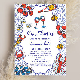 Ciao 30s Italian Seafood Wine Dinner 40th Birthday Einladung