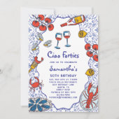 Ciao 40s Italian Seafood Wine Dinner 50th Birthday Einladung (Vorderseite)