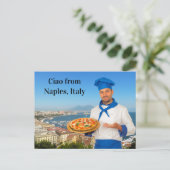 Ciao aus Neapel Italien Margherita Pizza Rezept Postkarte (Stehend Vorderseite)