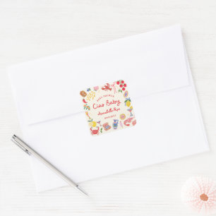Ciao Baby Baby Shower Personalisiert Italienisch g Quadratischer Aufkleber