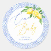 Ciao Baby Bambino Lemon Italienische Babydusche Runder Aufkleber (Vorderseite)