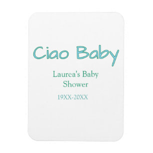 ciao baby blau grün pastell baby party name datum  magnet