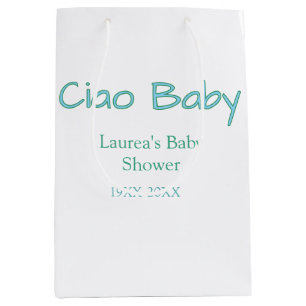ciao baby blau grün pastell baby party name datum mittlere geschenktüte
