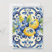 Ciao Baby Blue Bow Tile Lemon Babydusche Einladung (Rückseite)