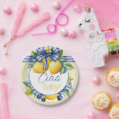 Ciao Baby Blue Bow Tile Lemon Babydusche Pappteller (Party)