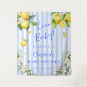 Ciao Baby Blue Citrus Lemons Baby Shower Backdrop Wandteppich (Vorderseite)