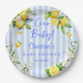Ciao Baby Blue Lemons Baby Shower Paper Plate Pappteller (Vorderseite)
