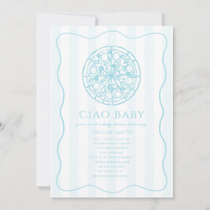 Ciao Baby Blue Pizza Boy Baby Shower Einladung
