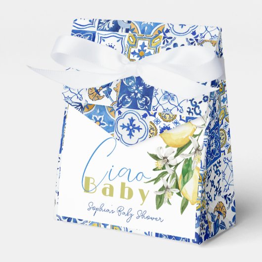 Ciao Baby Blue Tile Citrus Lemon Babydusche Geschenkschachtel (Vorderseite)
