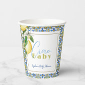 Ciao Baby Blue Tile Citrus Lemon Babydusche Pappbecher (Vorderseite)