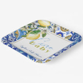 Ciao Baby Blue Tile Citrus Lemon Babydusche Pappteller (Gewinkelt)