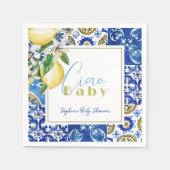 Ciao Baby Blue Tile Citrus Lemon Babydusche Serviette (Vorderseite)