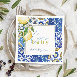 Ciao Baby Blue Tile Citrus Lemon Babydusche Serviette