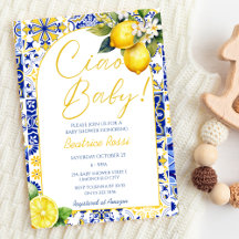 Ciao Baby Blue Tiles Lemon Amalfi Arch Baby Dusche