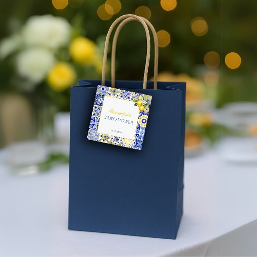 Ciao Baby Blue Tiles Lemon Amalfi Arch Baby Dusche Geschenkanhänger