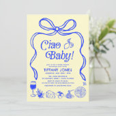 Ciao Baby Blue Yellow Italian Lemons Baby Dusche Einladung (Stehend Vorderseite)