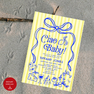 Ciao Baby Blue Yellow Italian Lemons Baby Dusche Einladung