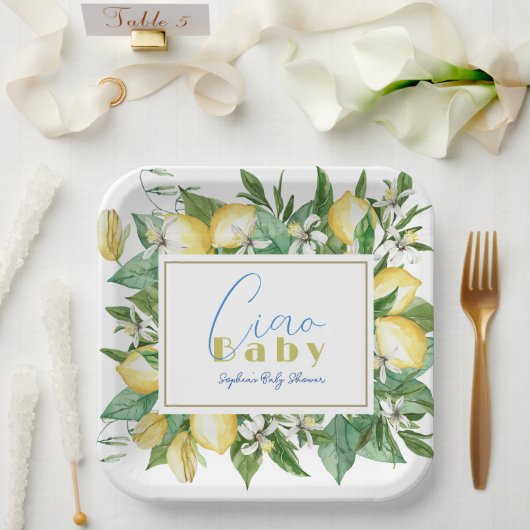 Ciao Baby Citrus Lemon Baby Shower Pappteller (Hochzeit)