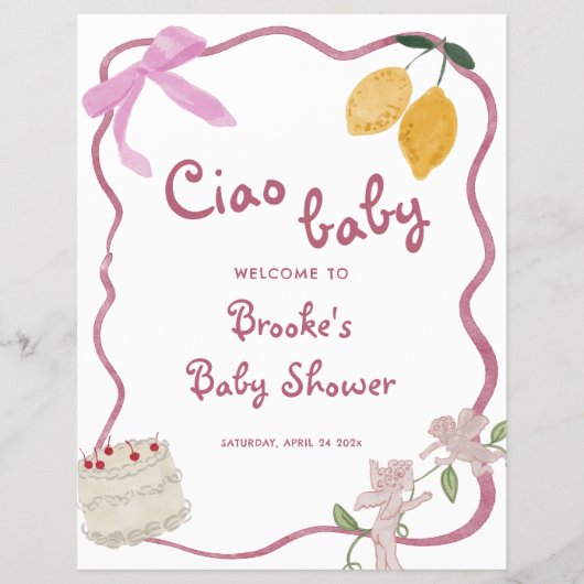 Ciao Baby Girl Babydusche Begrüßungszeichen Flyer (Vorne)