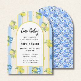 Ciao Baby, Grafeful Lemon, Italian Blue Tiles Arch Einladung