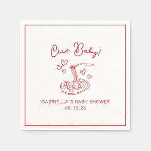 Ciao Baby! Handgezeichnete italienische Pasta Baby Serviette