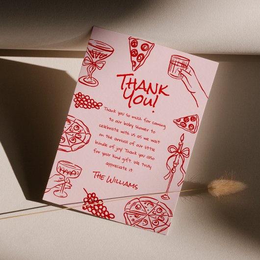 Ciao Baby Handgezogene Pizza Italienische Babydusc Dankeskarte