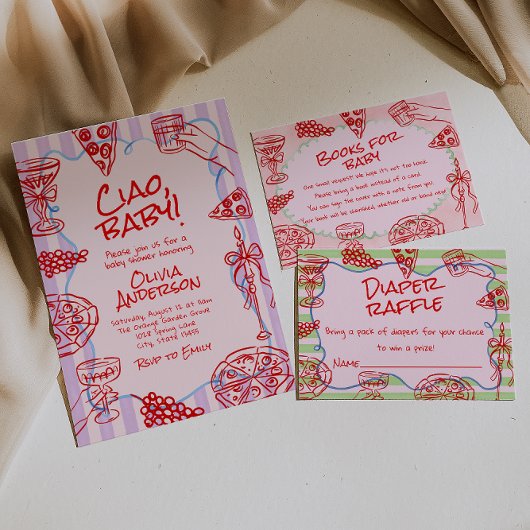 Ciao Baby Handgezogene Pizza Italienische Fun Baby Einladung