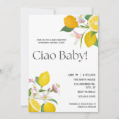 "Ciao Baby" Hübsche italienische Zitronen und Blum Einladung (Vorderseite)