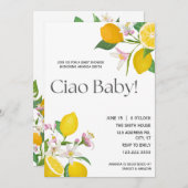 "Ciao Baby" Hübsche italienische Zitronen und Blum Einladung (Vorne/Hinten)
