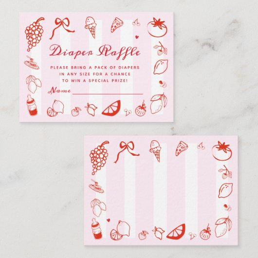 Ciao Baby Italian Baby Showdusche Windeln Raffle Begleitkarte (Vorne/Hinten)