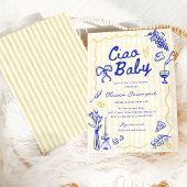 Ciao Baby Italian Bambino Hand Drawn Baby Dusche Einladung
