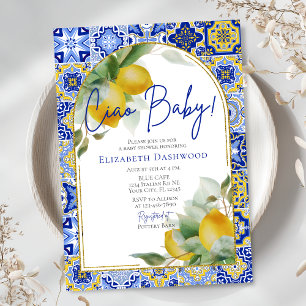 Ciao Baby Italian Blue Tile Lemons Baby Dusche Einladung