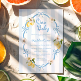 Ciao Baby Italian Lemon Blue Bows Baby Dusche Einladung