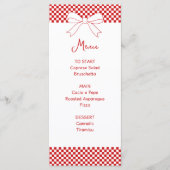 Ciao Baby! Italian Red Bow Gingham Baby Shower  Menükarte (Vorderseite)