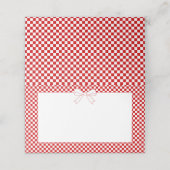Ciao Baby! Italian Red Gingham White Bow Blank Platzkarte (Außenseite Aufgefaltet)