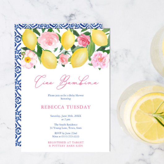 Ciao Baby Italien Inspiriert Girl Baby Shower Part Einladung