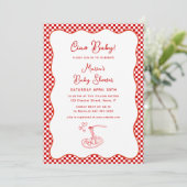 Ciao Baby! Italienische Babydusche Red Checkered P Einladung (Stehend Vorderseite)