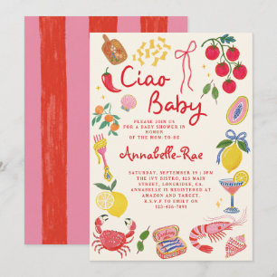 Ciao Baby Italienische Babyparty Pink Rot Italieni Einladung