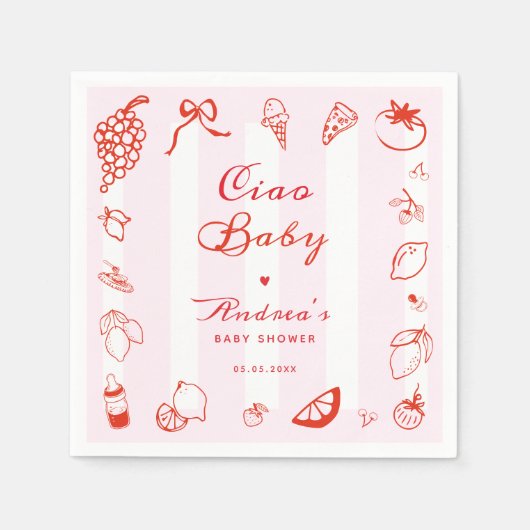 Ciao Baby Italienische Handgezogene Lemon Babydusc Serviette (Vorderseite)